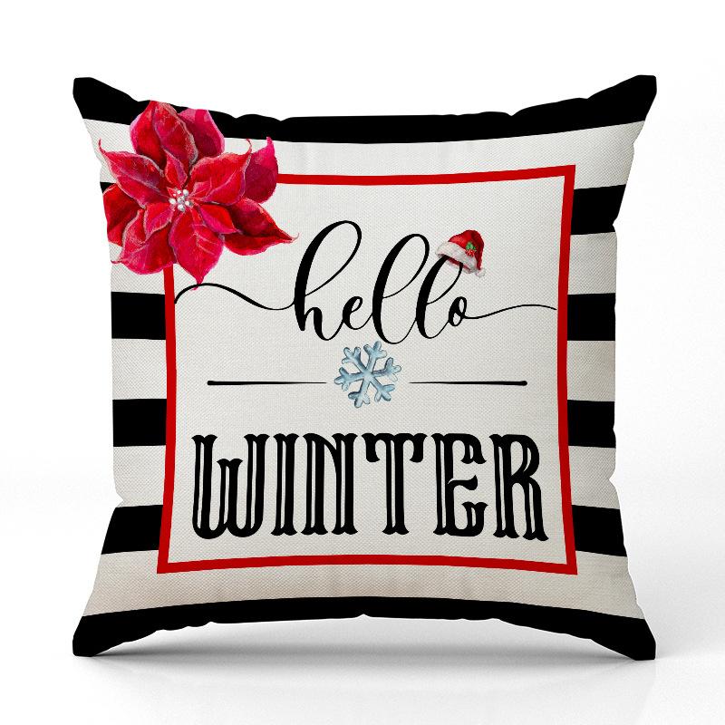 New Santa Christmas Deer Pillow Cover Linen Printed Pillow Cover Festive Sofa Decorative Cushion Cover Premium
