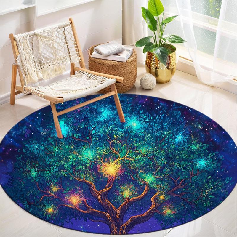 1 Stück Baum des Lebens Runddruck Teppich - Heimdekoration Teppich für Wohnzimmer Schlafzimmer Bodenbelag Computerstuhl Bereichsteppich