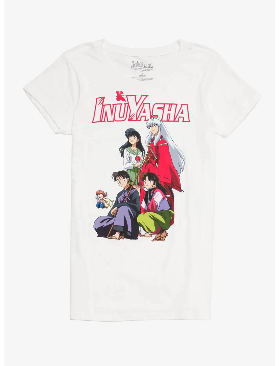 

Inuyasha Juniors Group Front White Shirt New M, L 3XL