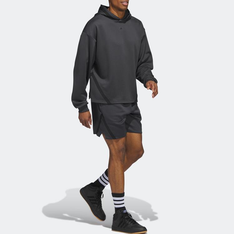 adidas Men's Black Gray Colorblock SELECT Hooded Pullover Sweatshirt IC2418