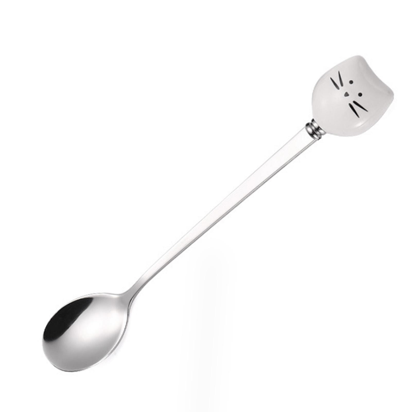 

Cute Cat Spoon Stainless Steel Long Handle Spoon for Tea Coffee Ice Cream Dessert