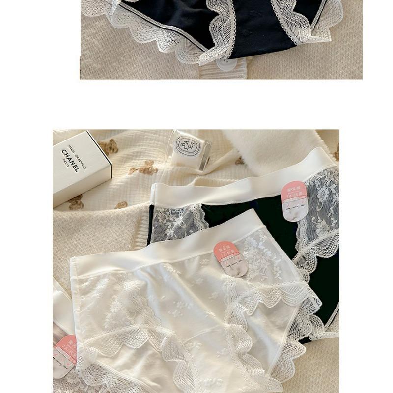 Women S Mid Waist Lace Modal Underwear 7a Antibacterial Plus Size Panties