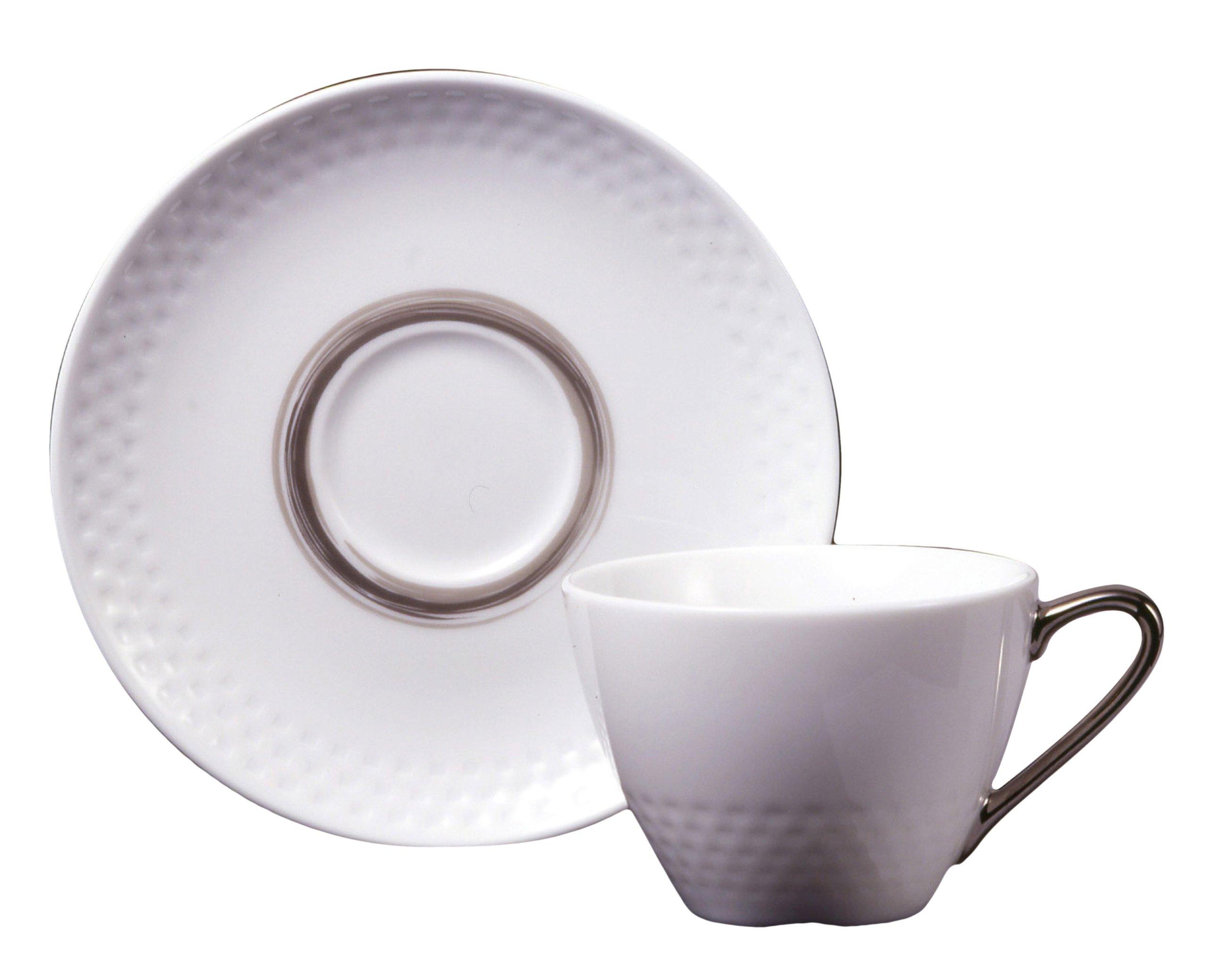 

Noritake Cup & Saucer (for both coffee and tea), 210cc, with a mesh design, silver, fine porcelain, T5389L/1606