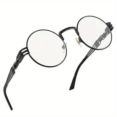 Non-polarized Gothic Steampunk Glasses Men Round Metal Eyewear Men/Women Vintage Hippie Style Decorative Glasses