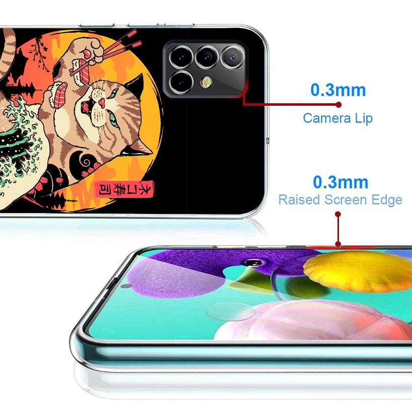 Ramen Sushi Samurai Tattoo Cat Phone Case For Samsung Galaxy A17 A37 A57 A16 A26 A36 A56 A15 A25 A35 A55 A14 A24 A34 A54 A13 A23