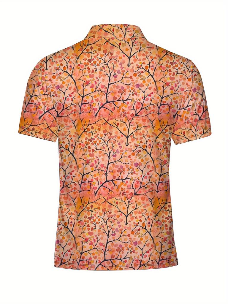 Men'S Short-Sleeve Polo with a Flat Digital Print Design - Non-Textured