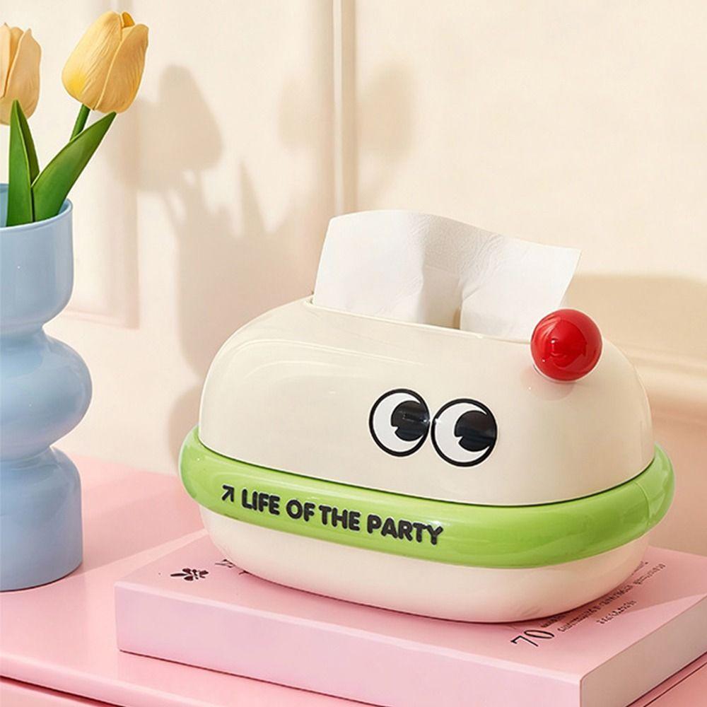 Creative Cartoon Tissue Box Built in Spring Big Eye Desktop Paper Towel Dispenser Reusable Napkin Dispenser Napkin Storage Case