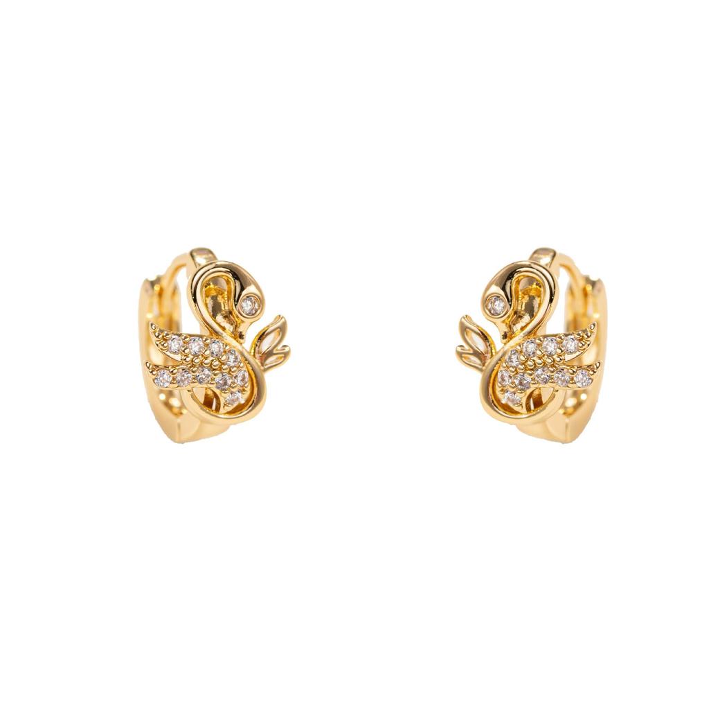 Elegant Little Swan Zircon Stud Earrings - Fashionable, Light Luxury, Fade-Resistant