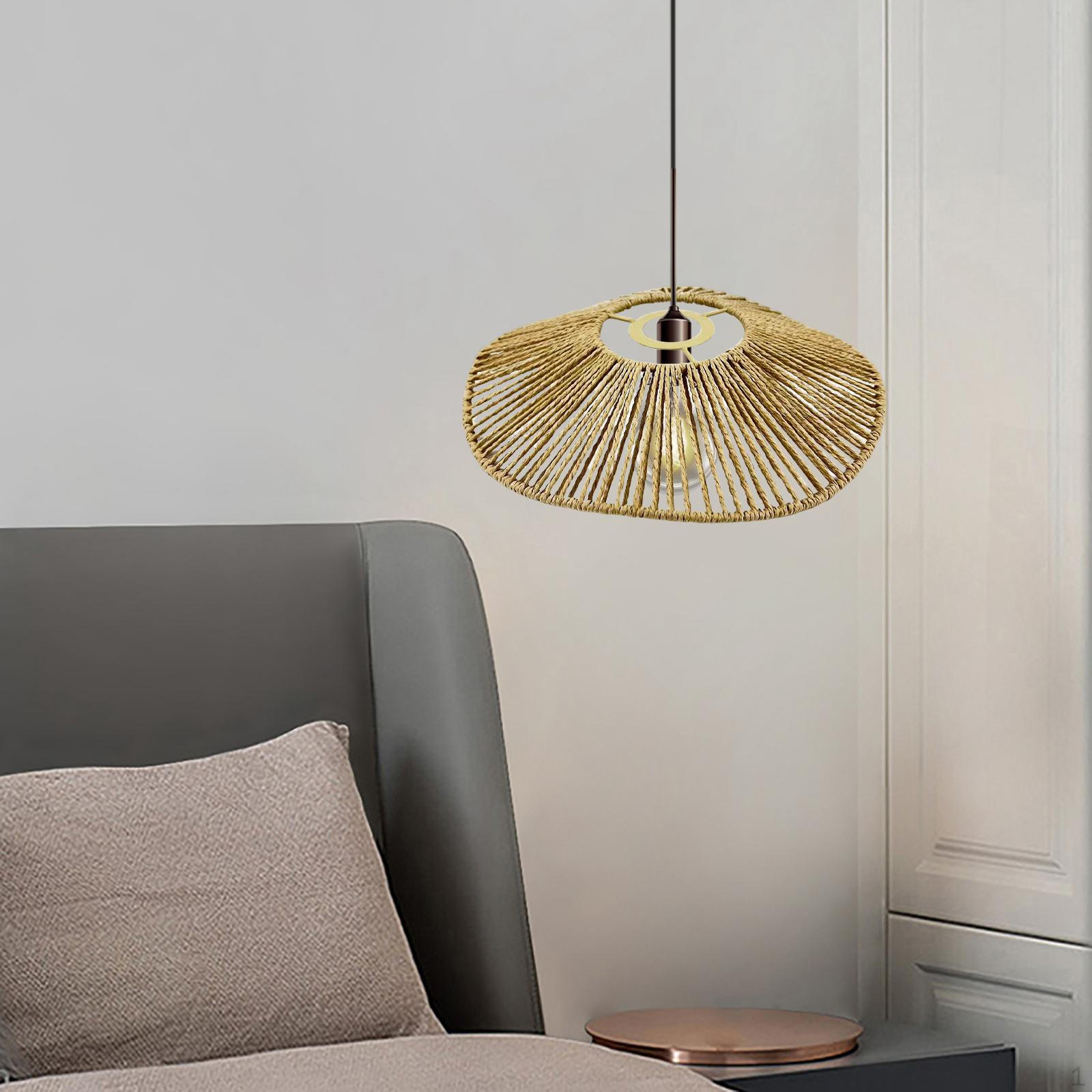 

Кустарный подвесной светильник ручной работы из веревки для декора спальни жёлтый