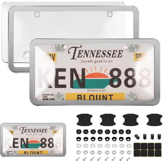 License Plate Cover & Frames, 2 Pack Clear License Plate Protector, ABS Car Plate Cover, Fit Any Standard US Plates