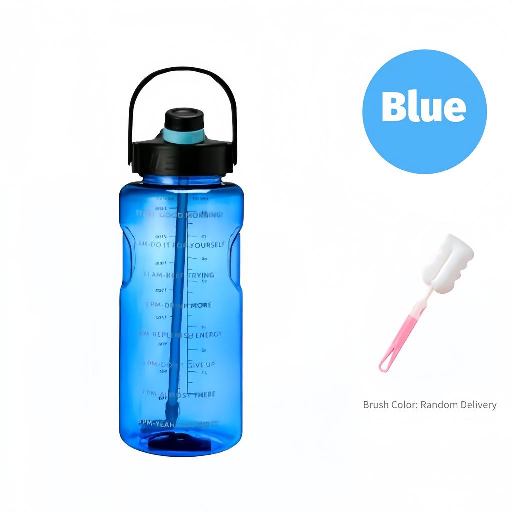 1.5L Large Capacity Sports Water Bottle Plastic Drinking Bottles with Straw&Time Marker Outdoor Camping Cycling Hiking Gym Jugs