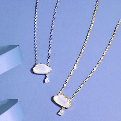925 Sterlingsilber Wolken-Muschel Anhänger Halskette für Damen Schlüsselbeinkette Halskette Jubiläum Hochzeitsfeier Schmuck Geschenk S-N692