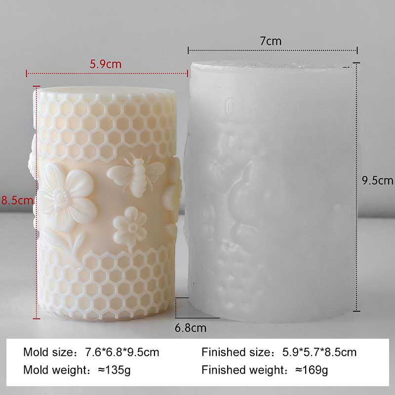 

3D Соты Пчела Цилиндр Силиконовая форма Ручная работа Цветы тюльпаны Столб Ароматический гипс Смола Украшение Форма Принадлежности для изготовления свечей