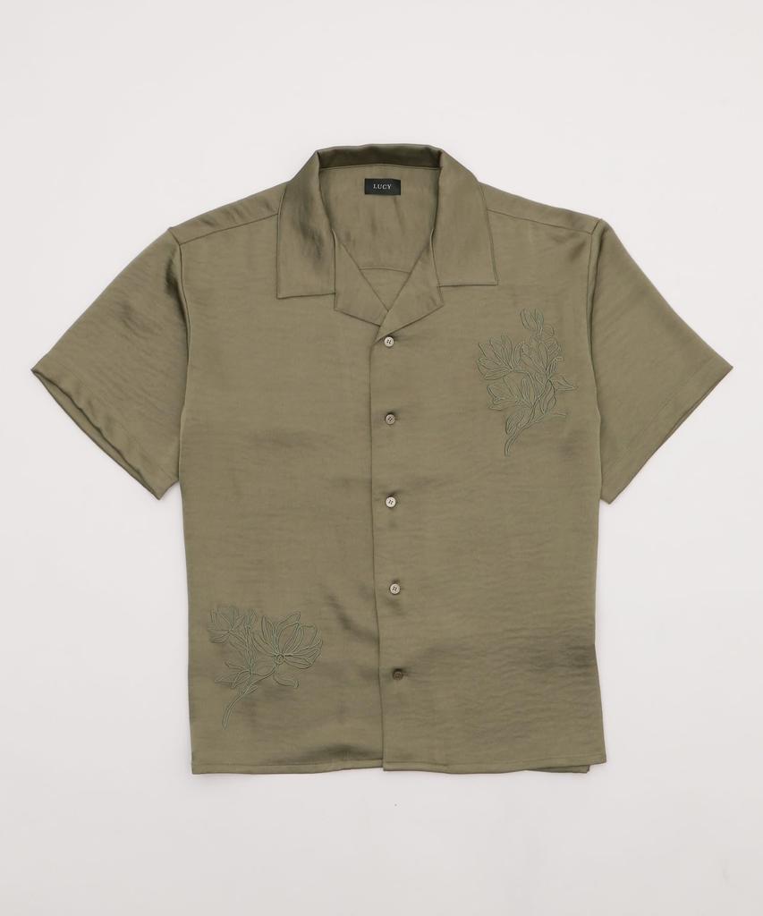 WEGO Short Sleeve Satin Embroidered Summer Simple Size M Men's Shirt, Top, Casual, Khaki,