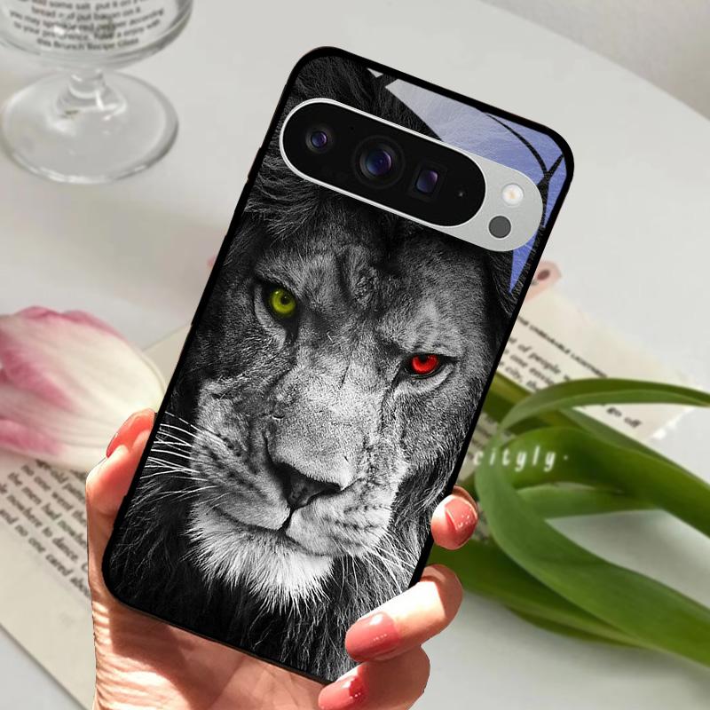 For Google Pixel 9 Pro XL Case Pixel9 Cute Animal Tempered Glass Phone Cover For GOOGLE PIXEL 9A Glass Protective Fundas Cases