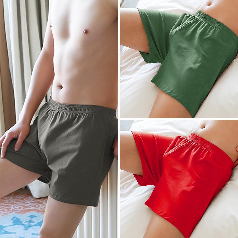 Men's Pure Cotton Loose Boxer Briefs - Summer Solid Color Trendy Four-Cornered Underwear