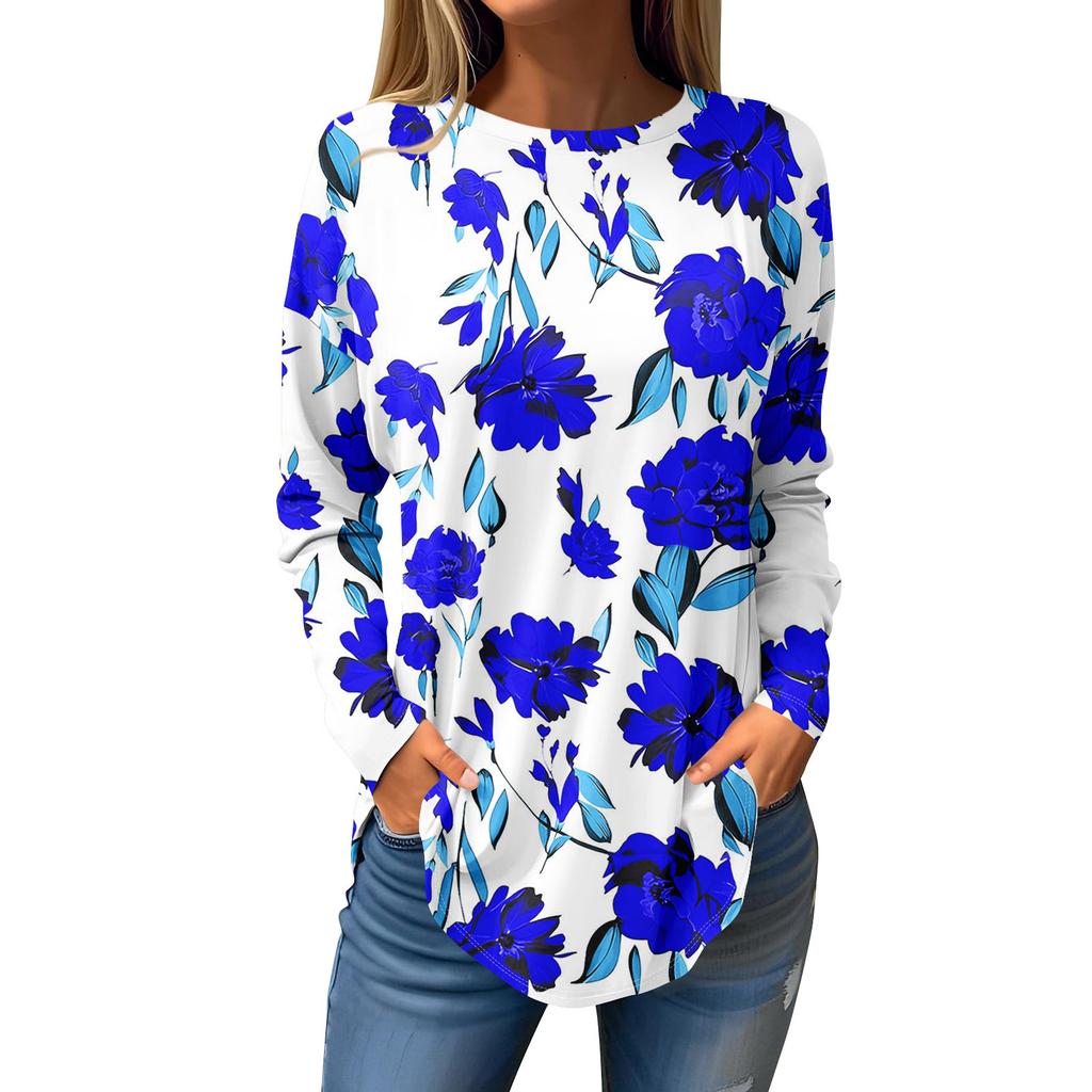 Tee Shirts For Women Fall Casual Long Sleeve Shirts Sweatshirt Christmas Printing Top Pullover