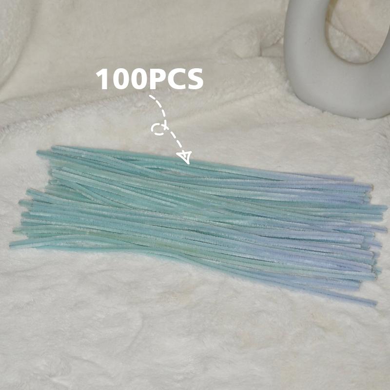 100pcs DIY Colorful Twisted Stick Plush Folding Stick Gradient Twist Stick Ribbon Bar Strip Iron Wire Thread DIY Handmade Toys