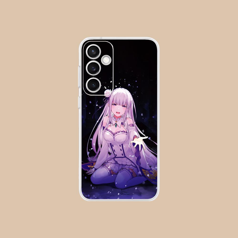 ReZero Emilia Waifu Mobile Phone Case for Samsung Galaxy S25 S24 S23 S22 S21Plus FE Ultra Clear Colorful Cover Pretty Luxury