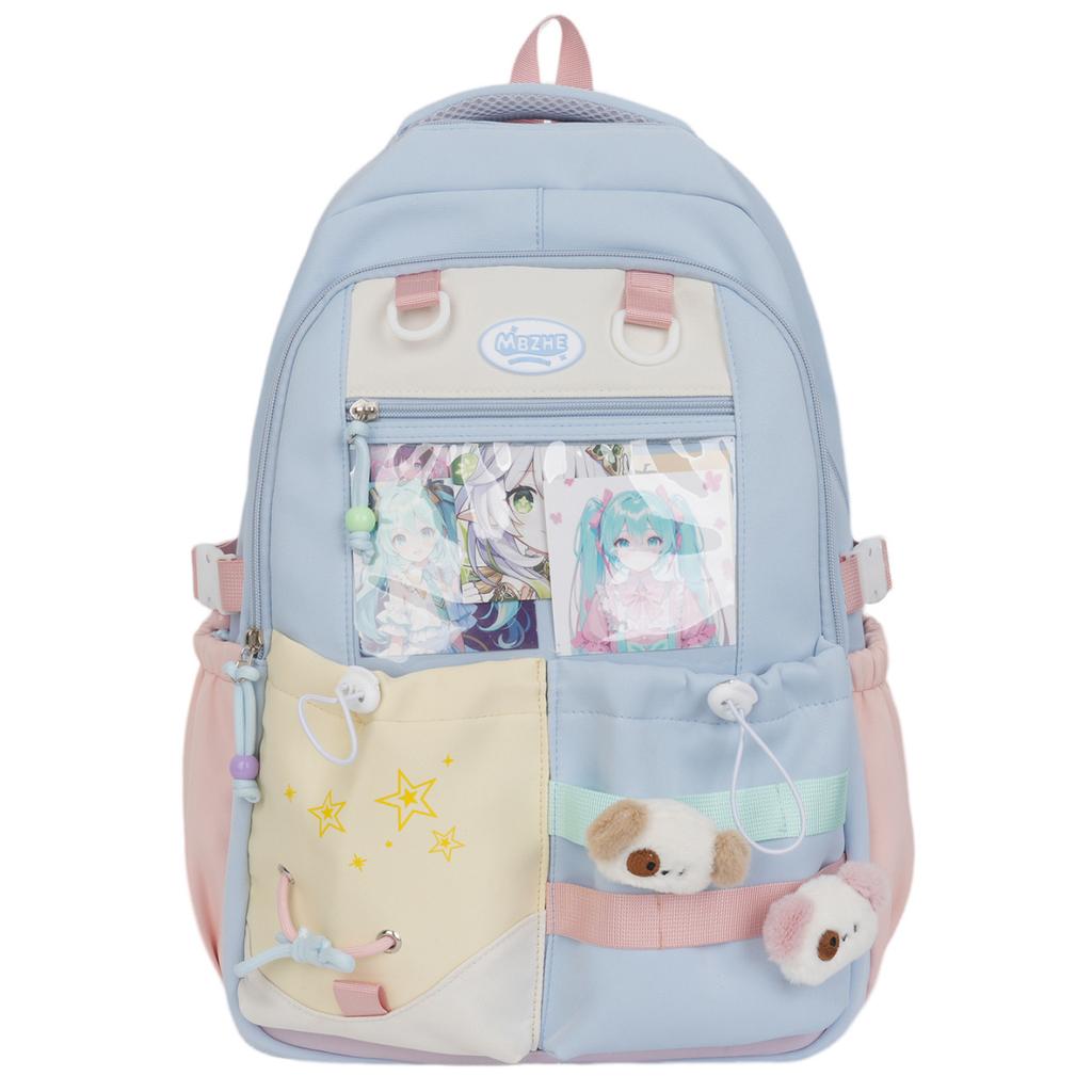 Cute girl heart student school bag junior high and high school Japanese system transparent bar pain bag ins fresh sweet campus backpack