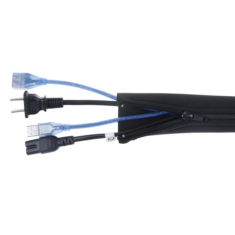 1Pc Neoprene Cable Management Sleeve Zipper Wrap Wire Hider Cover Organizer