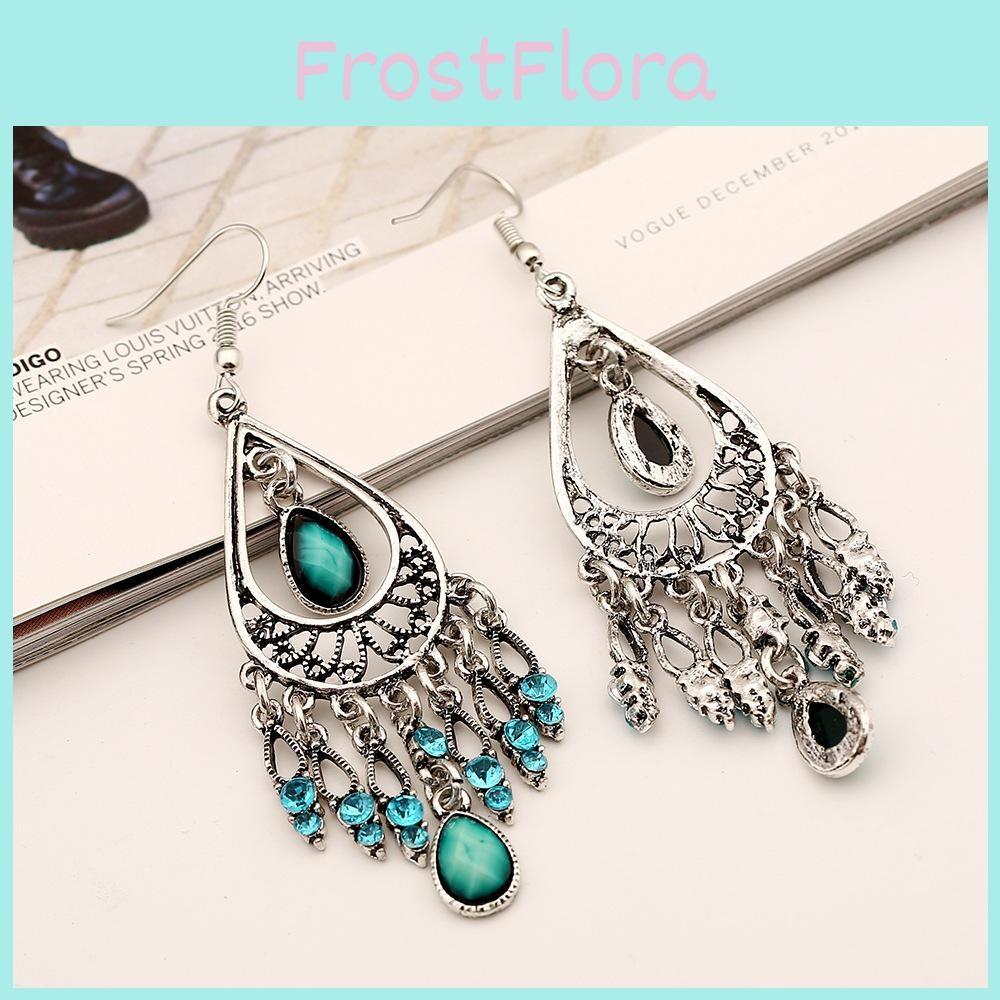 Style Water Bohemian Drop Earrings With Tassels And Rhinestone Details Women For