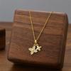 Fashion Micro-Set Four-Leaf Clover Double Pendant Titanium Steel Necklace for Women Gold Plated Non-Fading Ladies Clavicle Chain