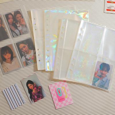 10 Stück Laserstern 3/5 Zoll Po Album Innenhüllen Kawaii A5 Ordner Nachfülltaschen Hüllen Toploader Pocards Notizbuch Tagebuch