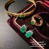 Ancient Gold Filigree Flower Gourd Zircon Bracelet, New Chinese Style, Chalcedony Gourd Fulu Earrings, Set