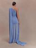 Women's Mesh Patchwork One-Shoulder Cape Slim-Fit Party Dress
