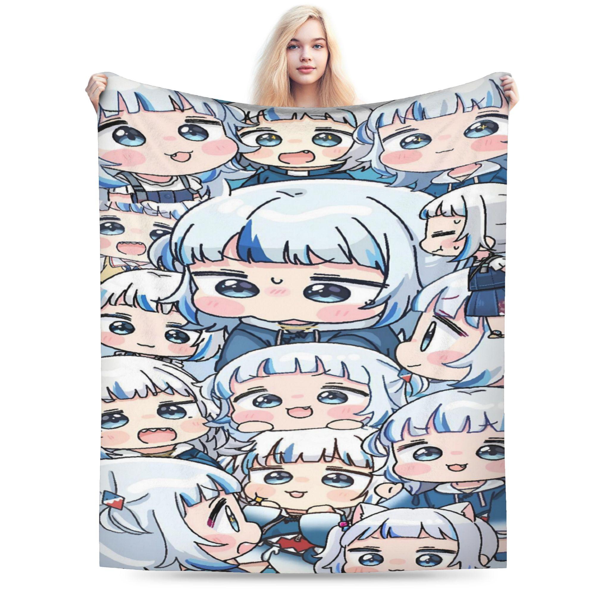 

Anime Gawr Gura Blanket Saba Sameko Super Warm Aesthetic Plush Throw Blanket For Couch Chair Travel Flannel Bedspread Bed Cover 75x90cm