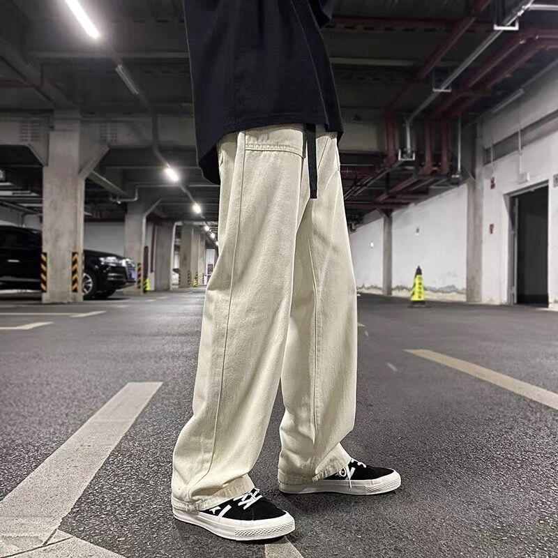 Men's Casual Pants Fashion Jogger pants Loose Straight Wide Leg Pants Vintage Cargo Pants Solid color Men's pants