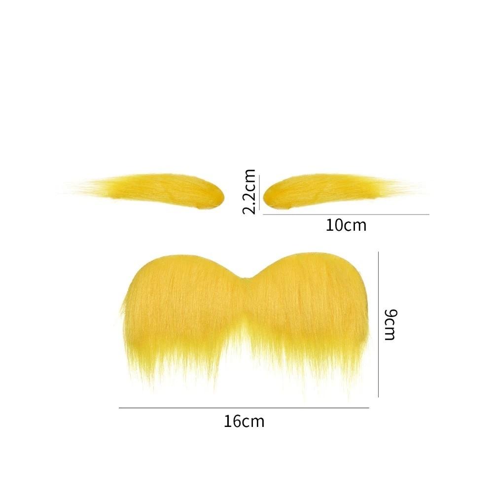 Self Adhesive Fake Beard Yellow Color Cosplay Outfit Accessories Mustaches Set  Outfit Styling