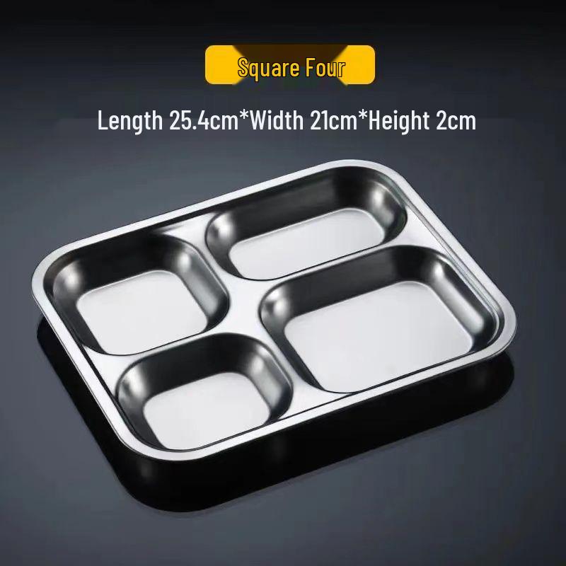 304 Stainless Steel Compartment Meal Tray for Kindergarten Students, Adults, and Canteens