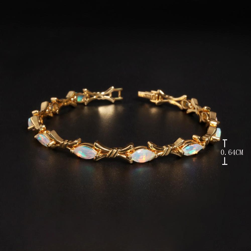 Cross Design Color Rich Natural Opal Gem Bracelet Beautiful and Elegant S925 Silver Ladies and Girls Daily Wear Fine Jewelry