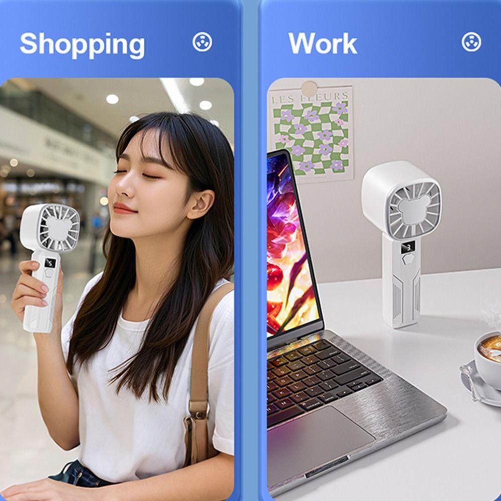 5 Speed Adjustable Handheld Fan With Display Screen Small Electric Fan Personal Cooling Fan  Summer