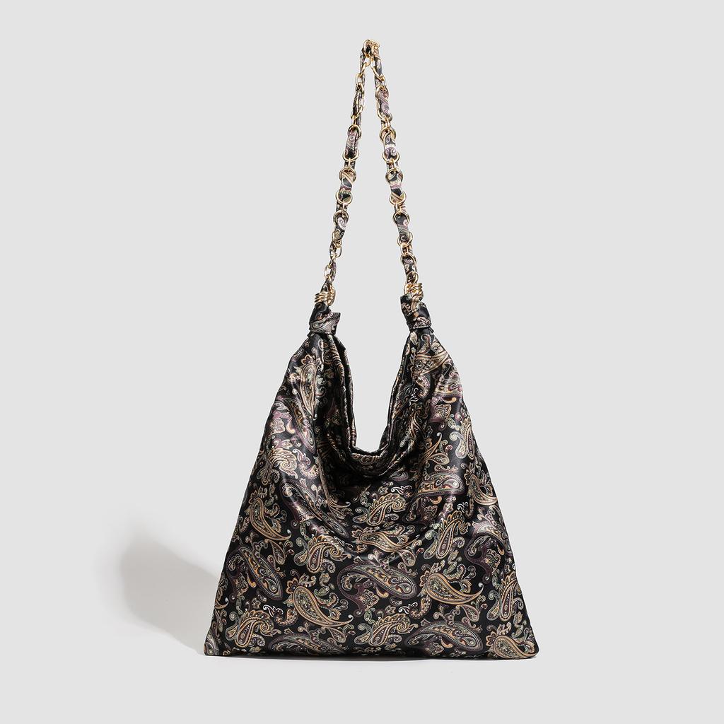 Lazy Wind Printing Chain Tote Bag Women's 2025 New Trendy Large-capacity Commuting Shoulder Canvas Bag Women