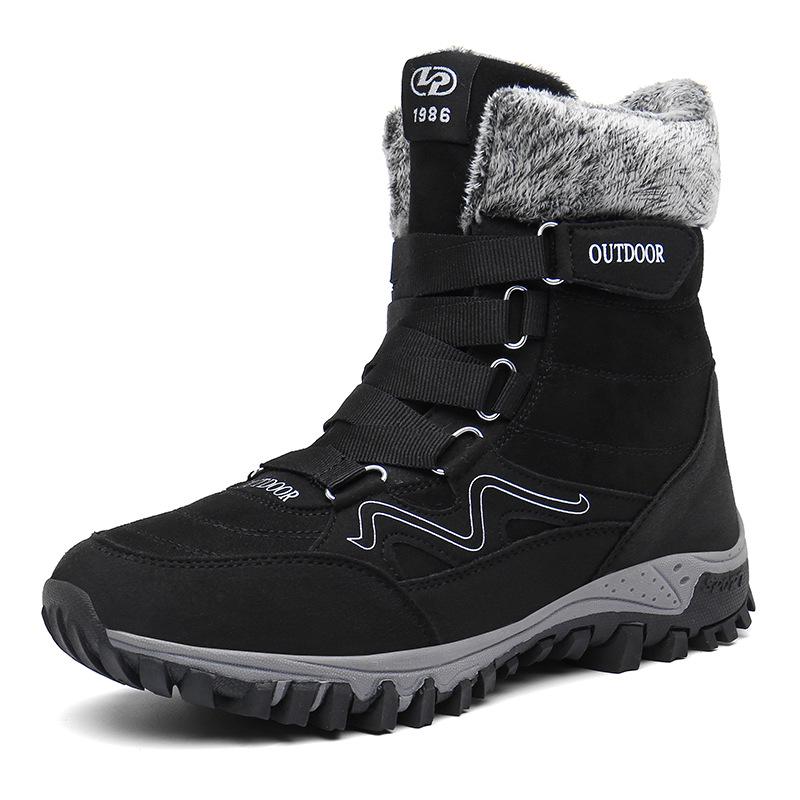 Womens Warm Plus Velvet High Top Snow Boots Non Slip Mountaineering Skiing Outdoor Casual Flat Boots