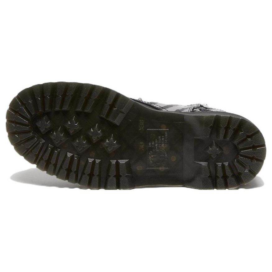 Dr. Martens Leather Fashion Printed Lace-Up Short Martin Boots Unisex boots Black Gray 27669001