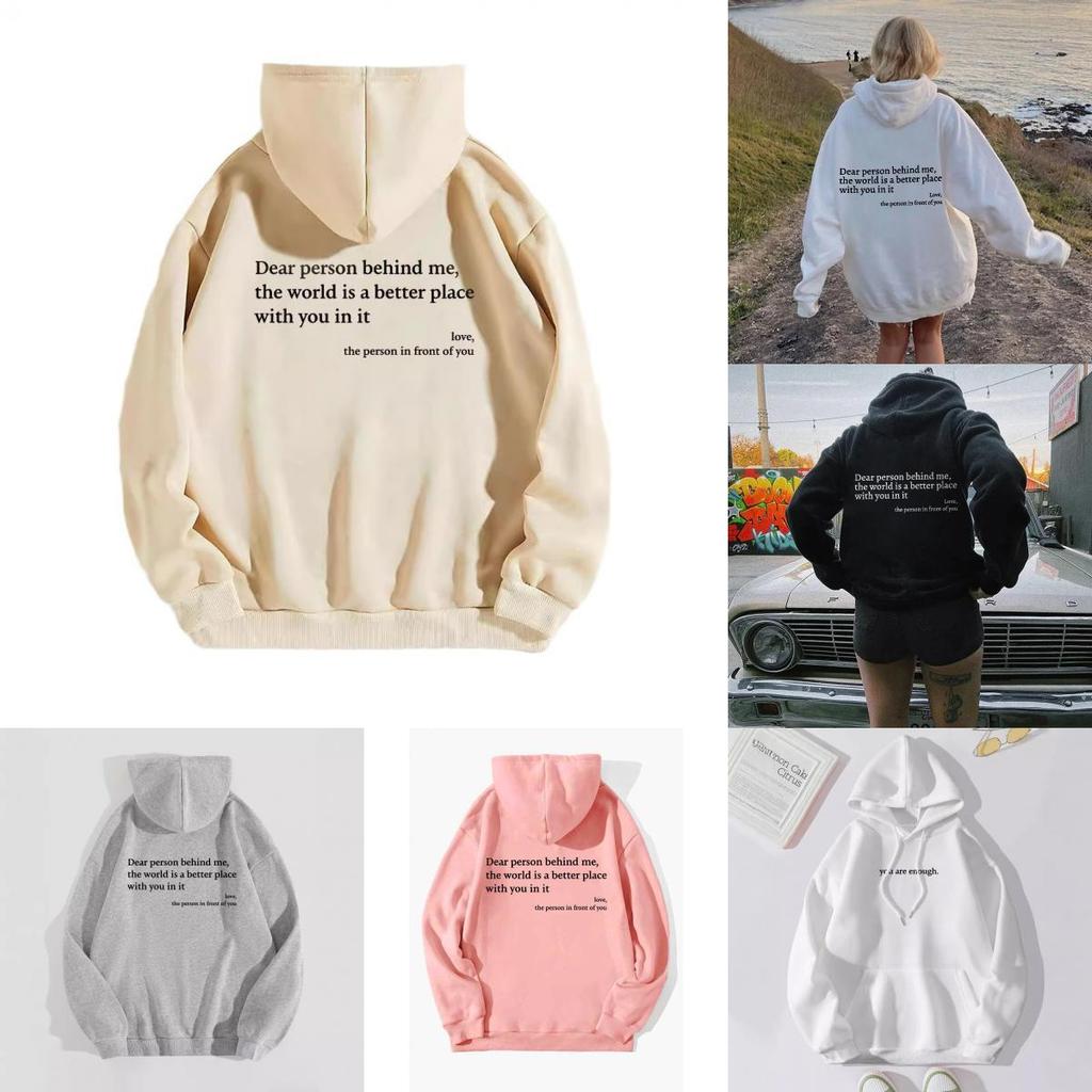 Womens Fleece Hoodie With Letter Print And Kangaroo Pocket For Casual Winter Wear