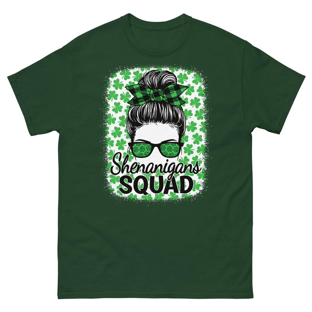 Shenanigans Squad St Patricks Day Unisex Girls Messy Bun TShirt