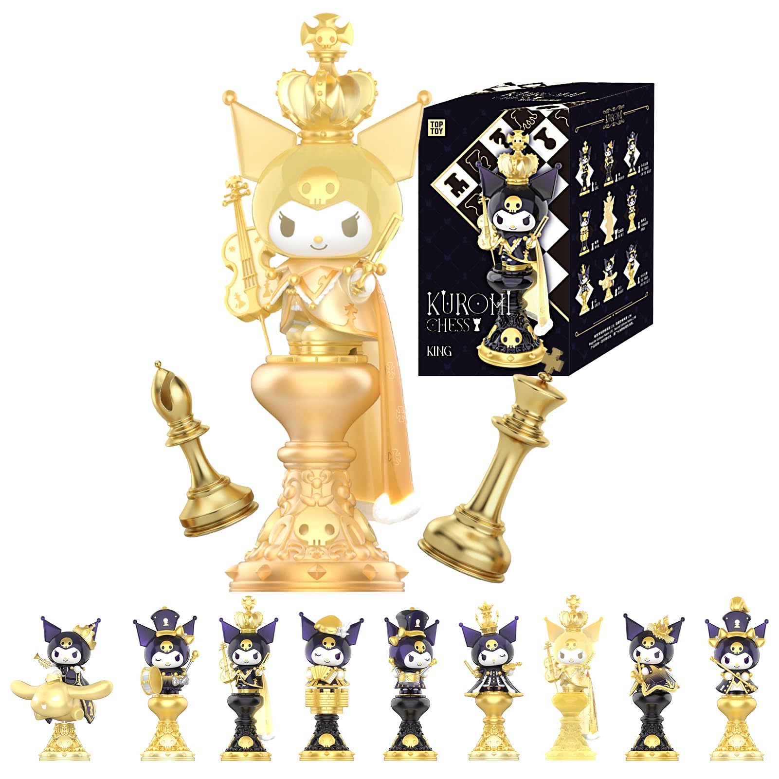 

ЛУЧШАЯ ИГРУШКА Sanrio Kuromi Шахматная серия Гачапон Фигурка-сюрприз Мягкий винил ПВХ Премиальная игрушка Подарок на день рождения Куроми Для коллекционеров персонажей [1 штука]