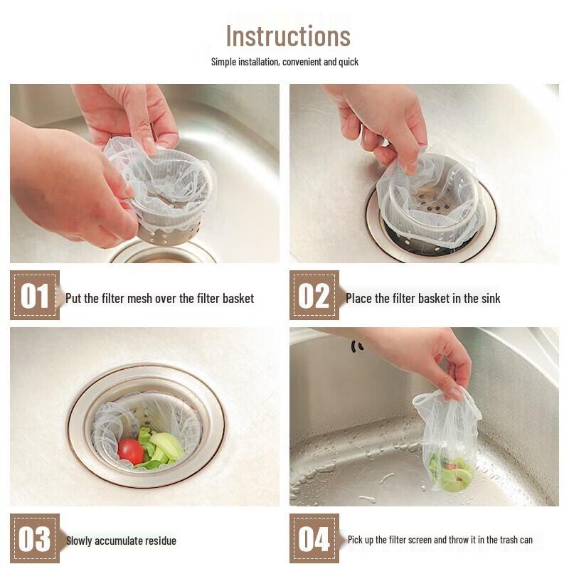 Fangcaodi Disposable Sink Drain Strainer Bags, 300 Count