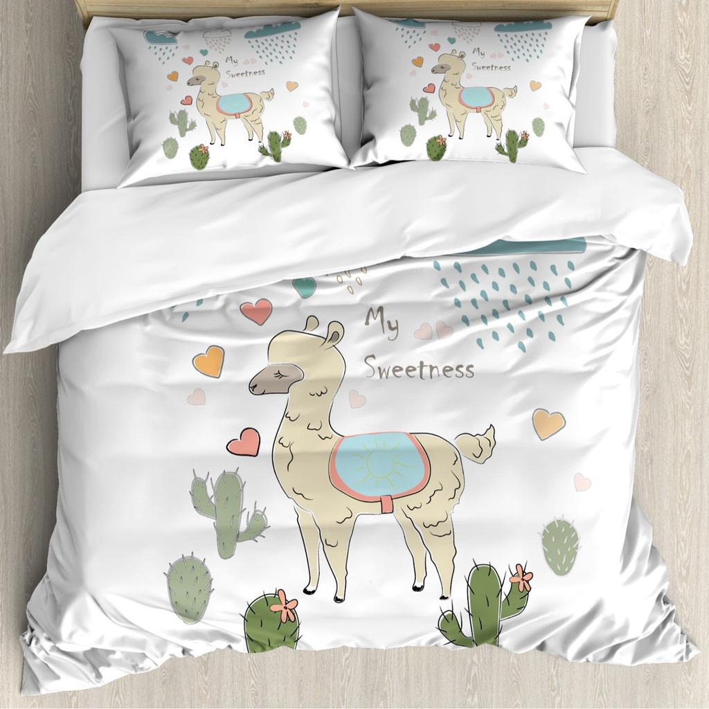 Alpaca Printed Down Quilt Cover Three-Piece Quilt Cover Digital Printing Bedding Home Textile
