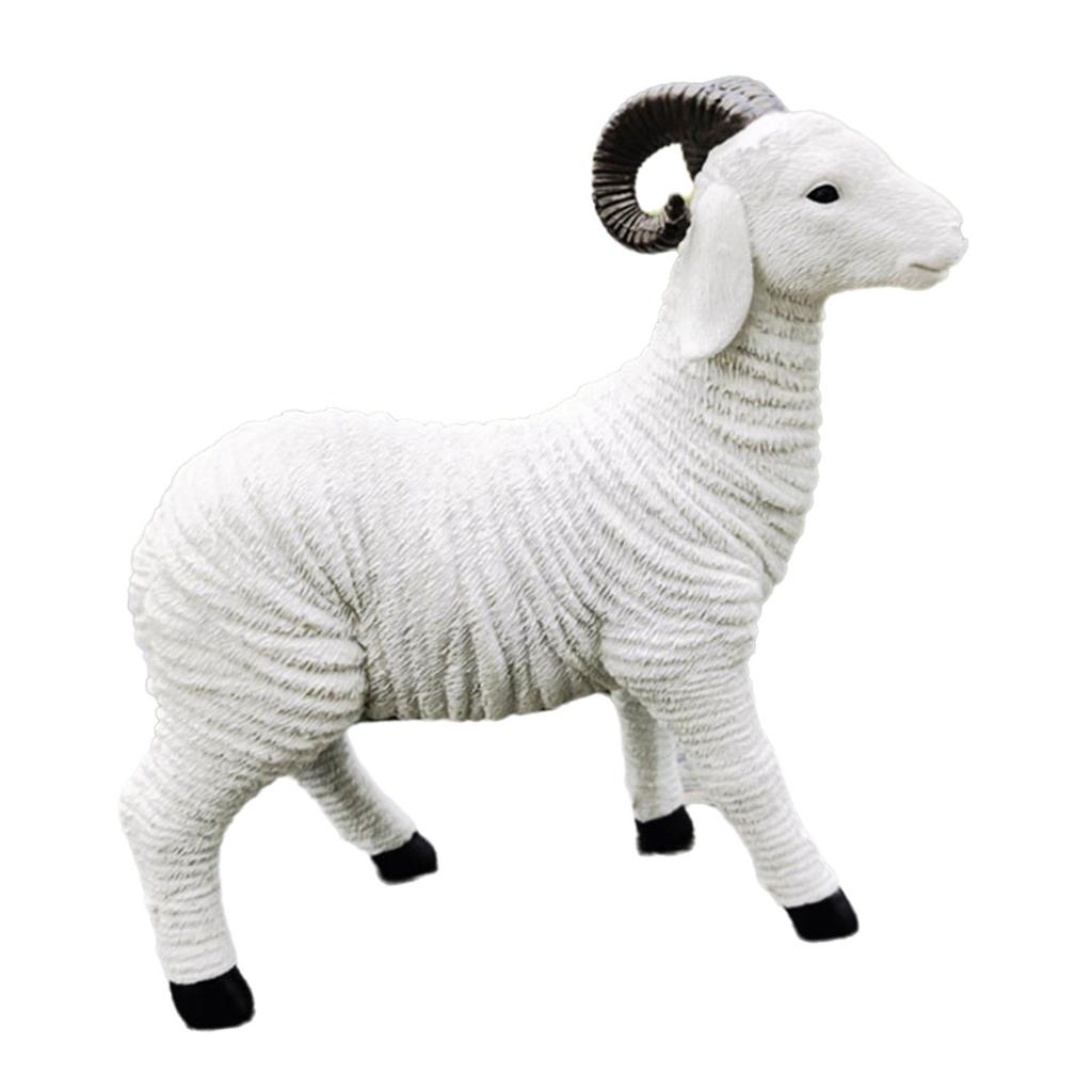 Dekorativní pryskyřičné sochy ovcí pro obývací pokoj nebo zahradní ornamentiku Bílá jehňata Miniatury Figurky Ozdoby
