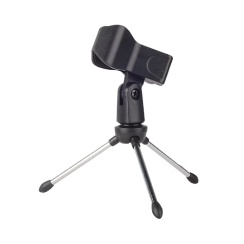 Microphone Tripod Stand with Microphone Holder, Stable, for Filming, Podcasting, and Singing, Clip Holder Set, Anti-Slip, Convenient Storage, Ideal fo