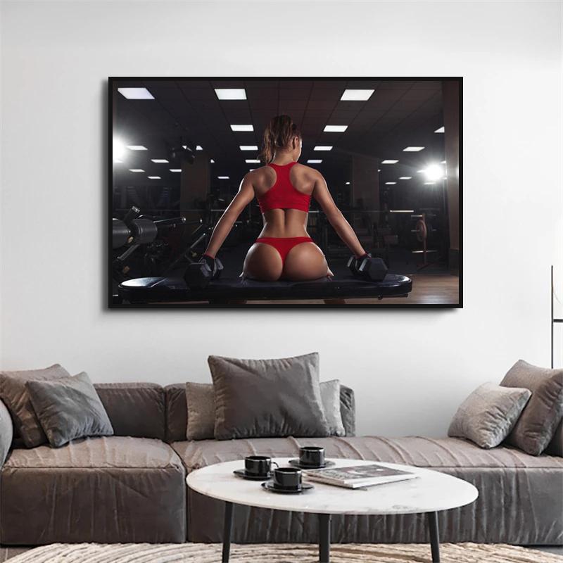 Seksowna Kulturystka Fitness Sport Płótna Obrazy Siłownia Motywacyjny Plakat Podnoszenie Ciężarów Druk Sztuka Ścienna Dekoracja Pokoju Dziennego