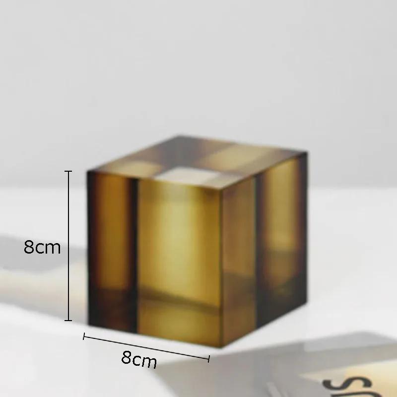 Geometrische Abstufte Kristallwürfel Ornamente Transparent Minimalismus Quadratische Kristallstatue Schreibtischdekoration Glas Handwerk Skulptur