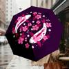 1pc Koi Fish Cherry Blossoms Automatic Folding Umbrella 8 Rib Iron Frame,  Suitable for Travel, Daily Use, Birthday, Women & Men Gift c1231024