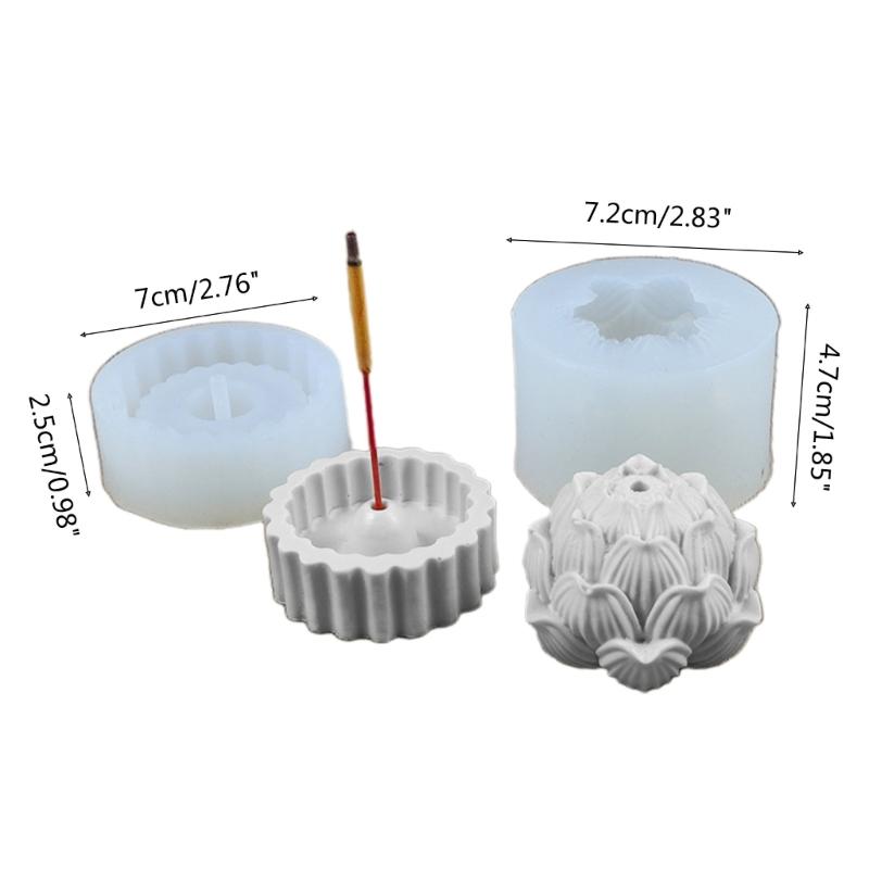 2Pcs Incense Holder Mold Lotus Incense Stick Base Silicone Mold Incense Holder Tray Epoxy Resin Mold Home Decorations